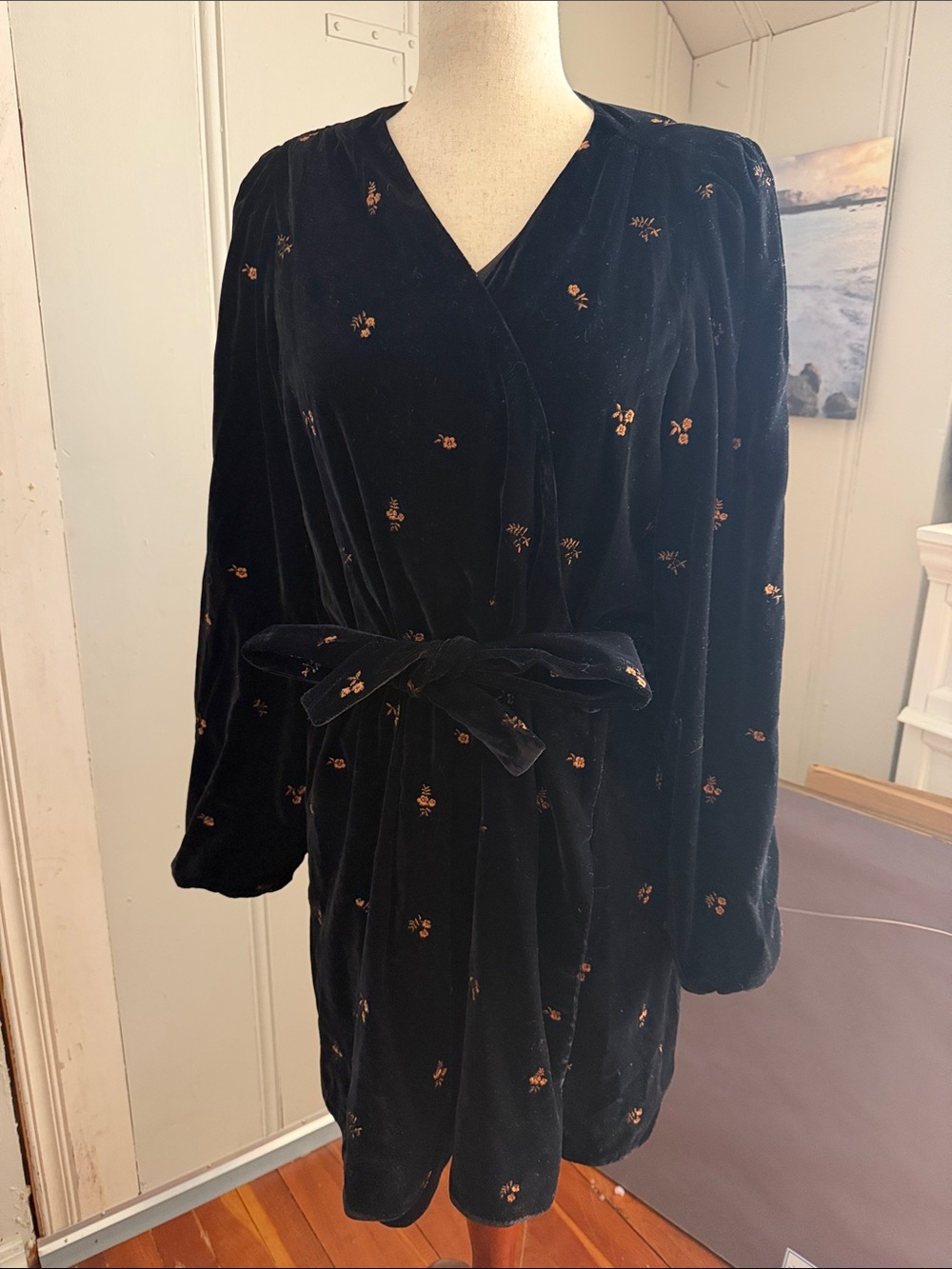 Sezane Adelina Dress Copper, Black Background - Size 8
